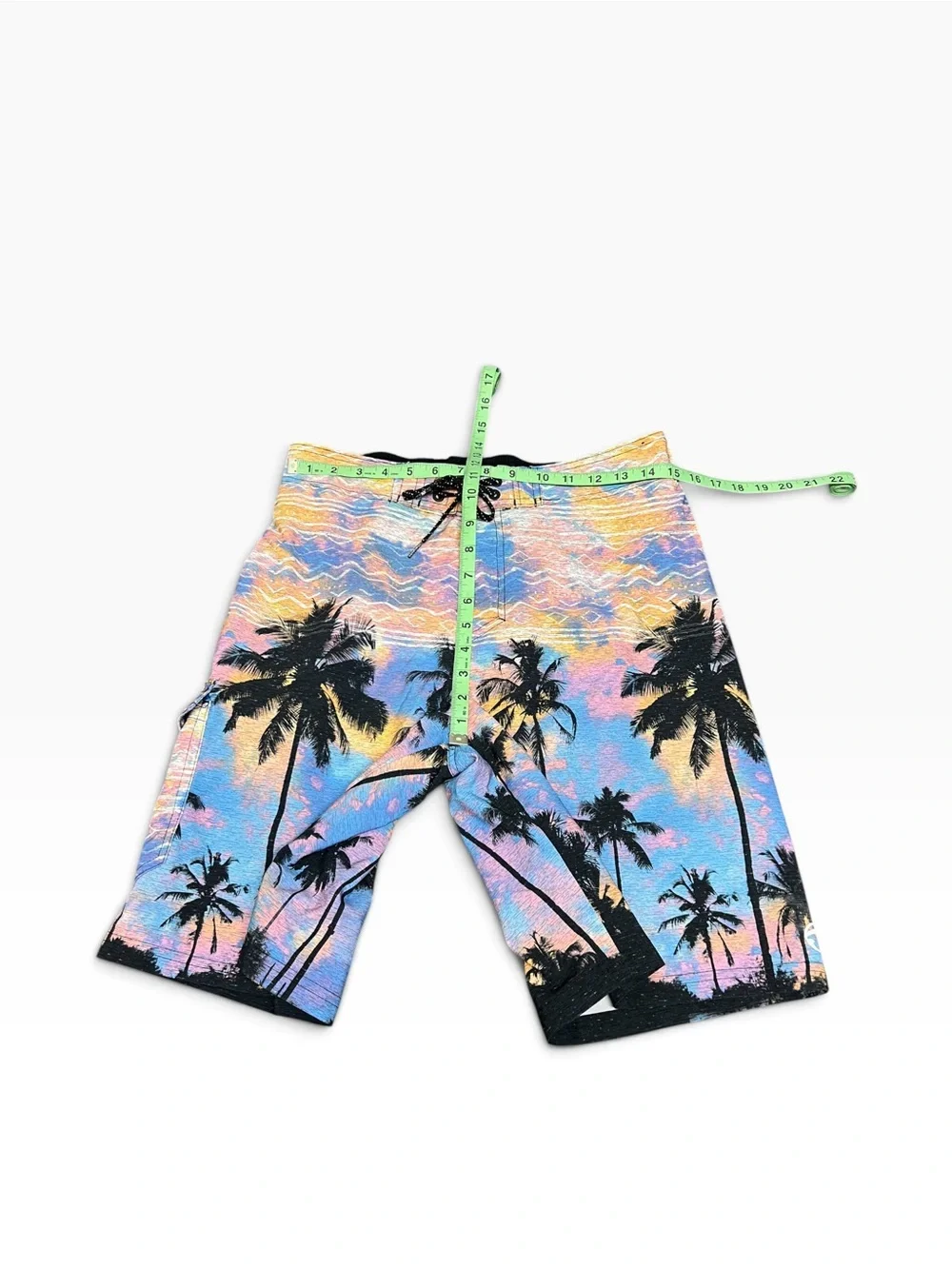 Title: Ocean Current Sunset Palms Tropical Beach Volley Shorts Multicolor Size M